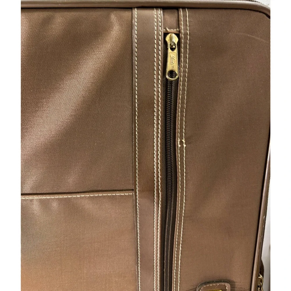 Vintage Verdi Chocolate Brown Suitcase With Wheels And Front Zip Pocket